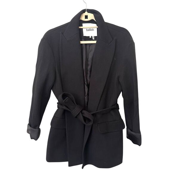 BA&SH Lady Belted Blazer Style Jacket Black X-Small - Picture 2 of 6